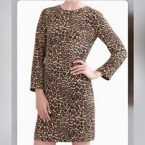 J. Crew Animal Print Sheath Long Sleeve Dress NWT